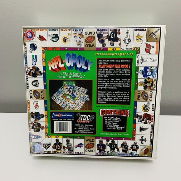 NFL-OPOLY Football Team Board Game TDC Games NFL Brett Favre Troy Aikman #1001 - Picture 2 of 2